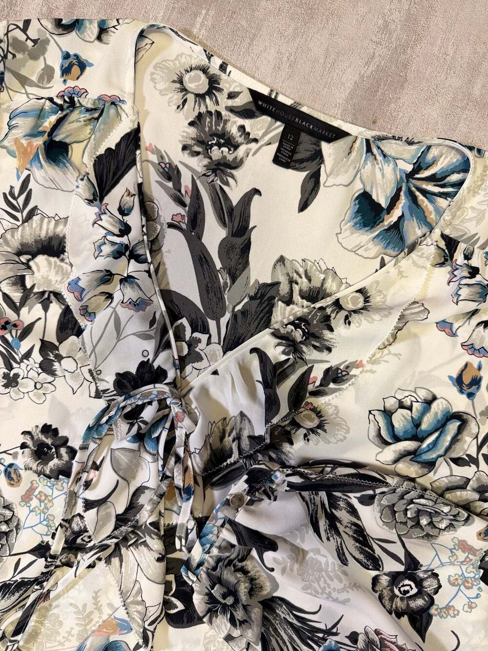 Floral Print Ruffle Tie-Front Blouse Cottagecore Size 12